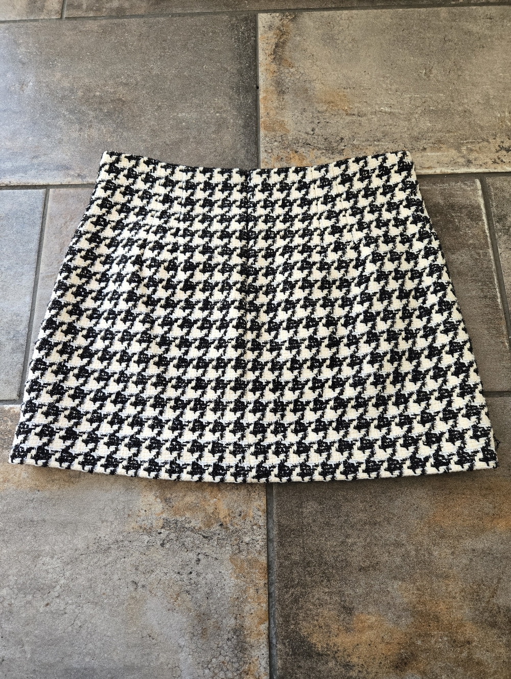 Veronica Beard Adriel Houndstooth Tweed Mini Skirt Black White Office Cotton 12 - Picture 4 of 13
